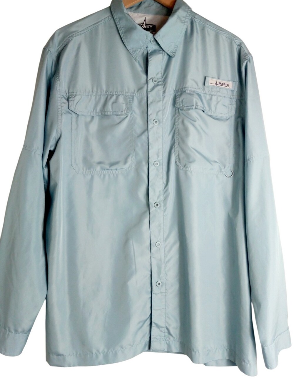 Habitat Vented Light Blue Lightweight Button-Up Camping Fishing Shirt Size Large